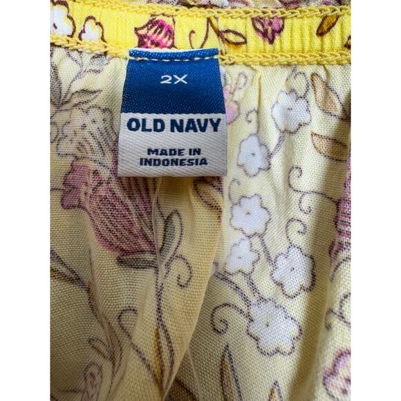 Old Navy Plus Sz 2XL Yellow Floral Midi Dress Cottage Core Peasant Prairie - Picture 8 of 10